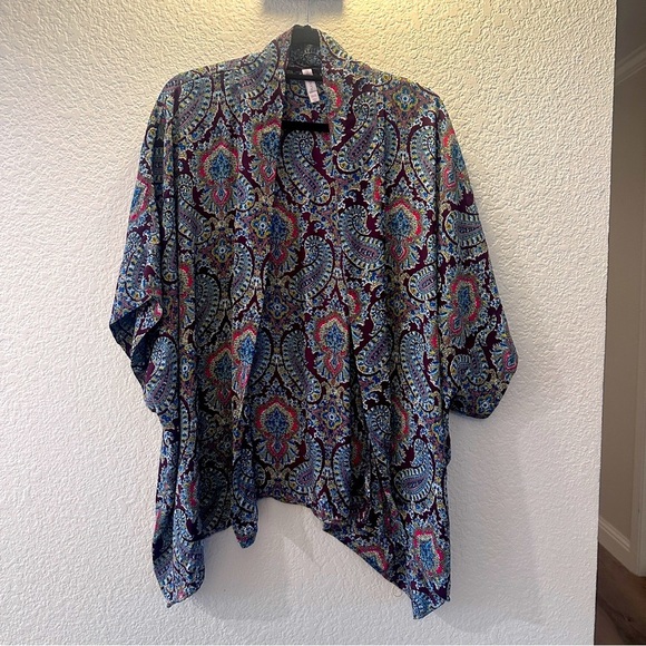Xhilaration Paisley Print Open-Front Kimono XS/S Boho Lightweight Flowy Colorful - Picture 1 of 6